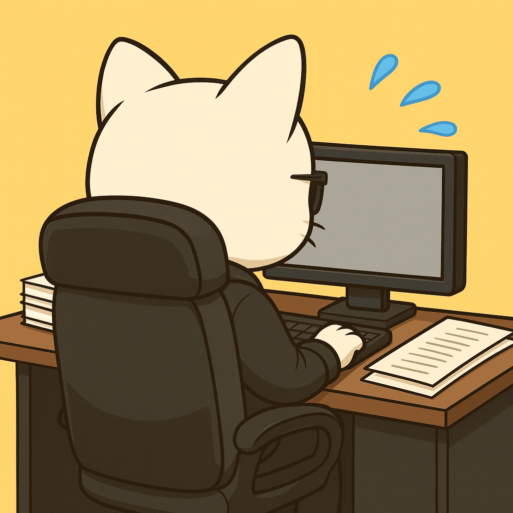 HORX — 椅子に座ってPC作業をする猫