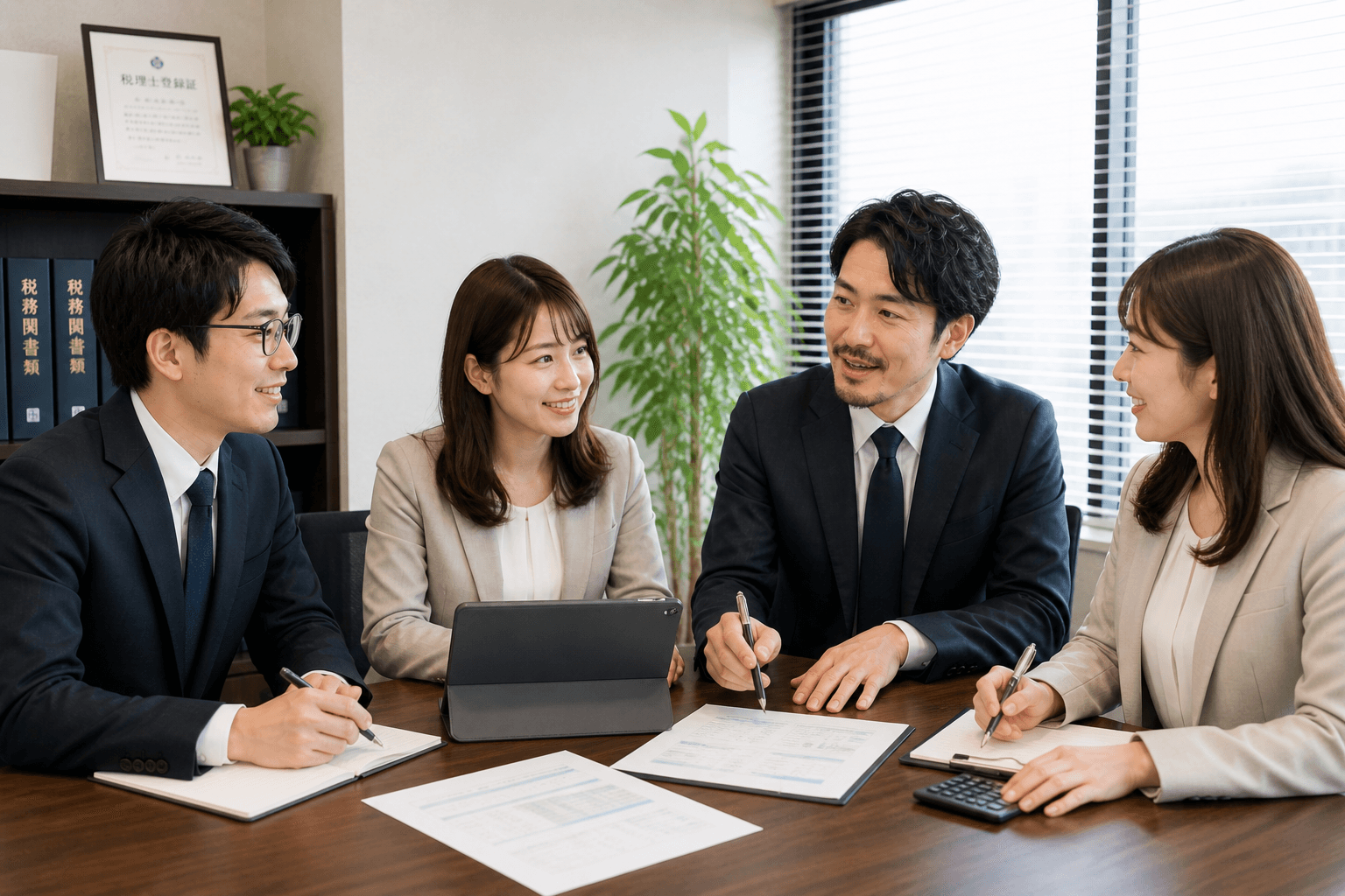 事務所内でのチームミーティング